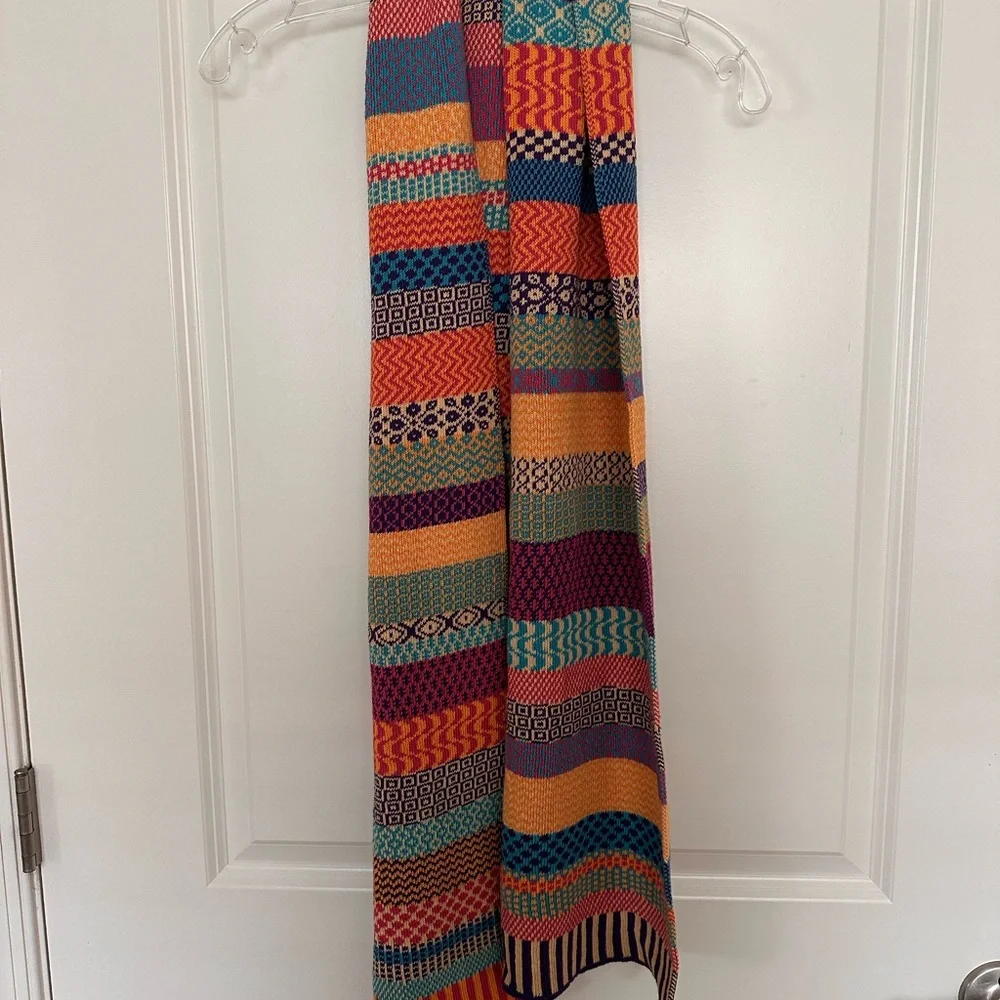 Colorblock Patterned Knit Scarf — Multicolor - Picture 4 of 4